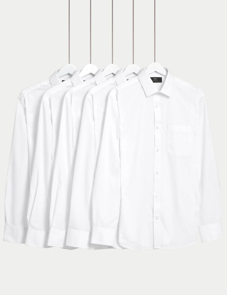 5pk Regular Fit Easy Iron Long Sleeve Shirts 1 of 7