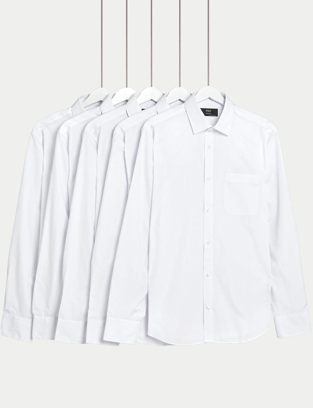 5pk Slim Fit Easy Iron Long Sleeve Shirts 3 of 4