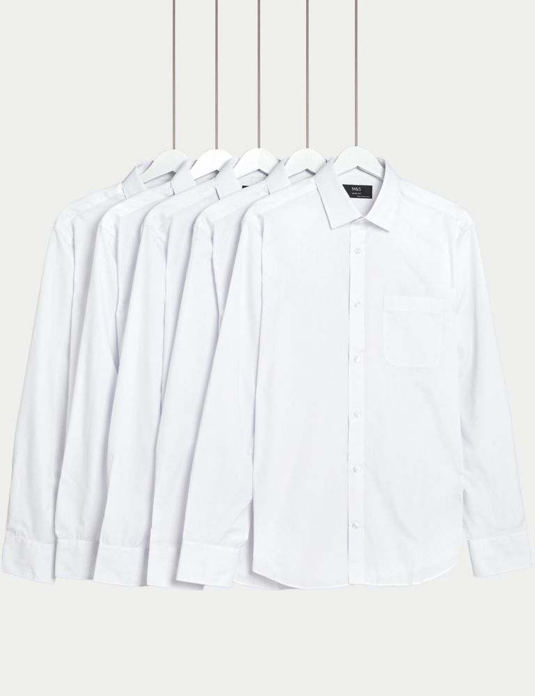 5pk Slim Fit Easy Iron Long Sleeve Shirts 1 of 4