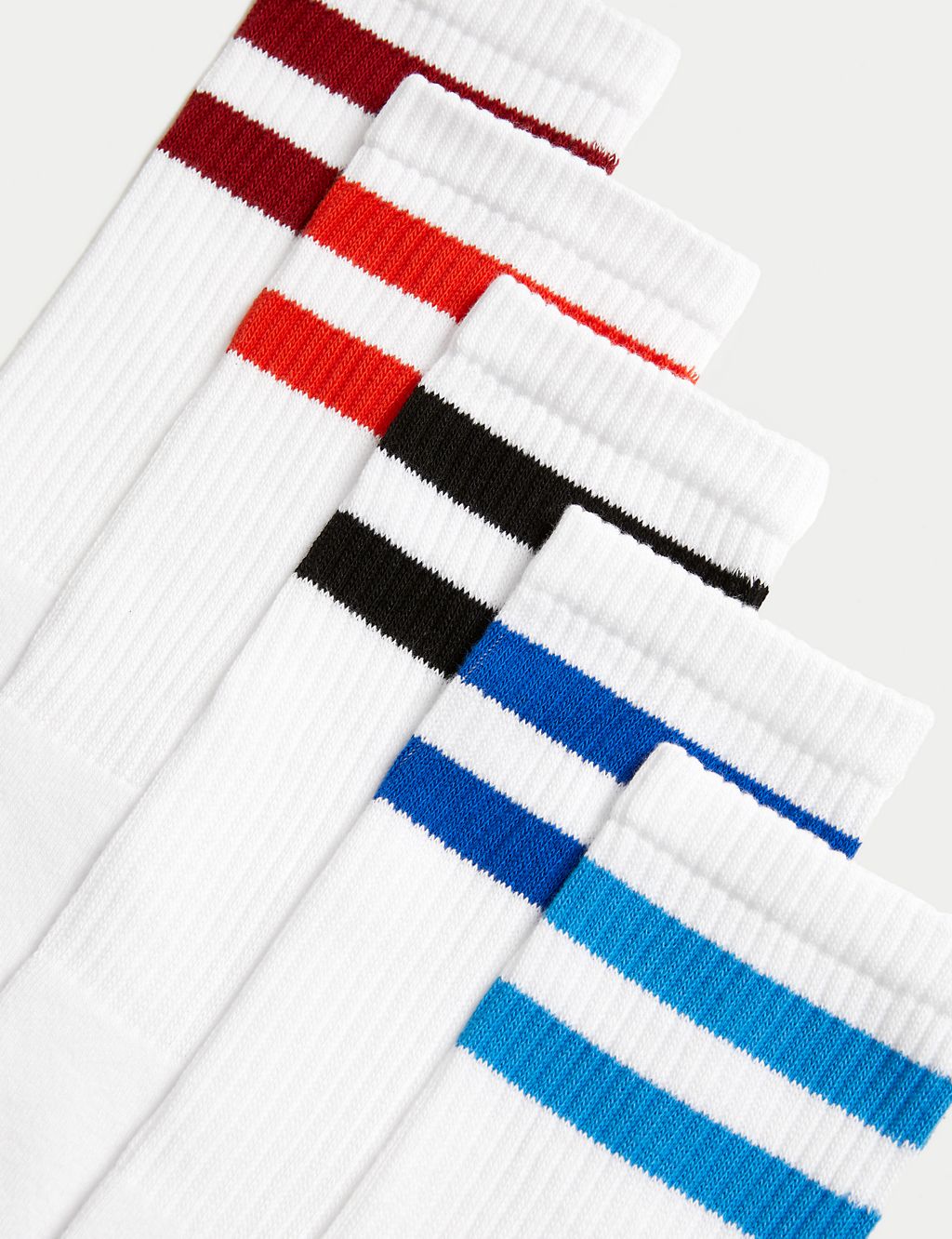 5pk Striped Cotton Rich Cushioned Sports Socks 2 of 2