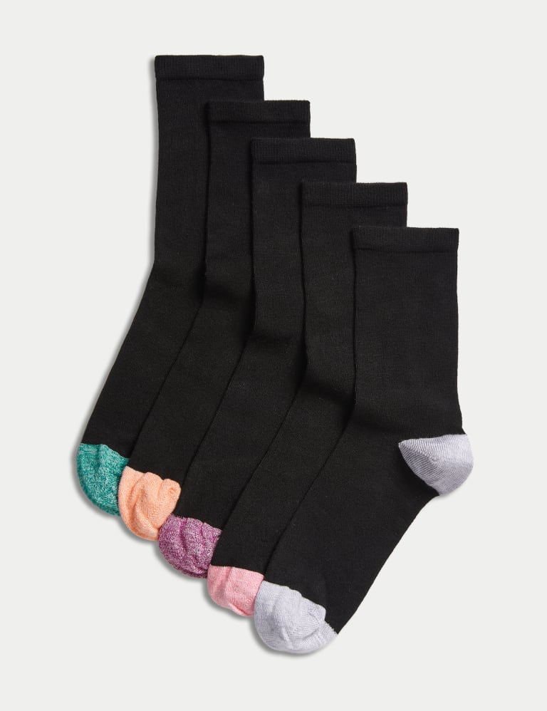 M&S Womens 5pk Sumptuously Soft™ Ankle Socks - 3-5 - Black Mix, Black Mix, £10.00