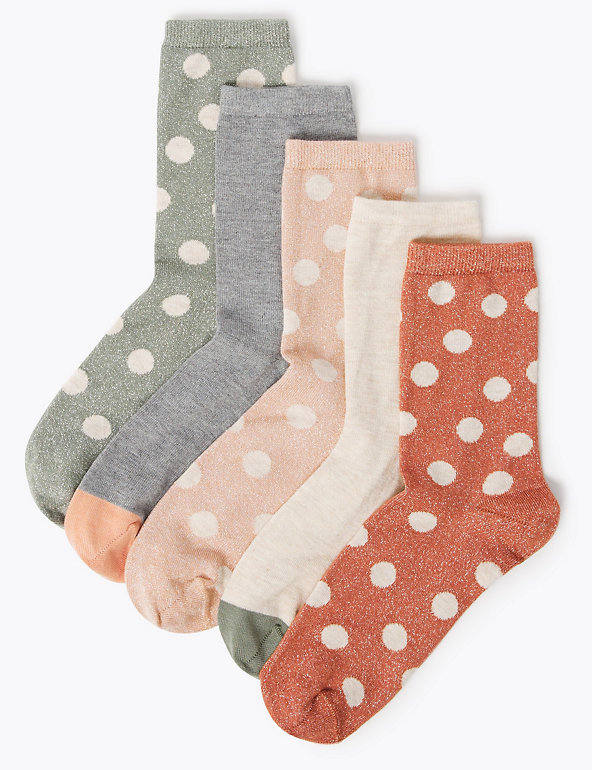 5pk Sumptuously Soft™ Lurex Ankle Socks Image 1 of 2