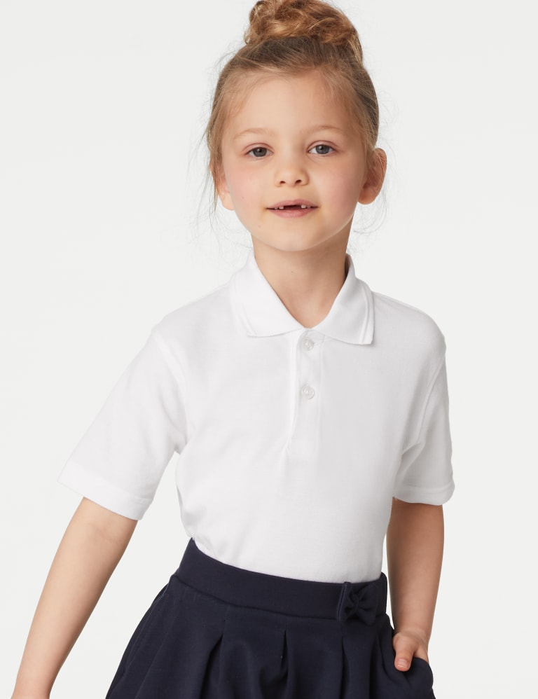 5pk Unisex Pure Cotton School Polo Shirts (2-18 Yrs) 3 of 4