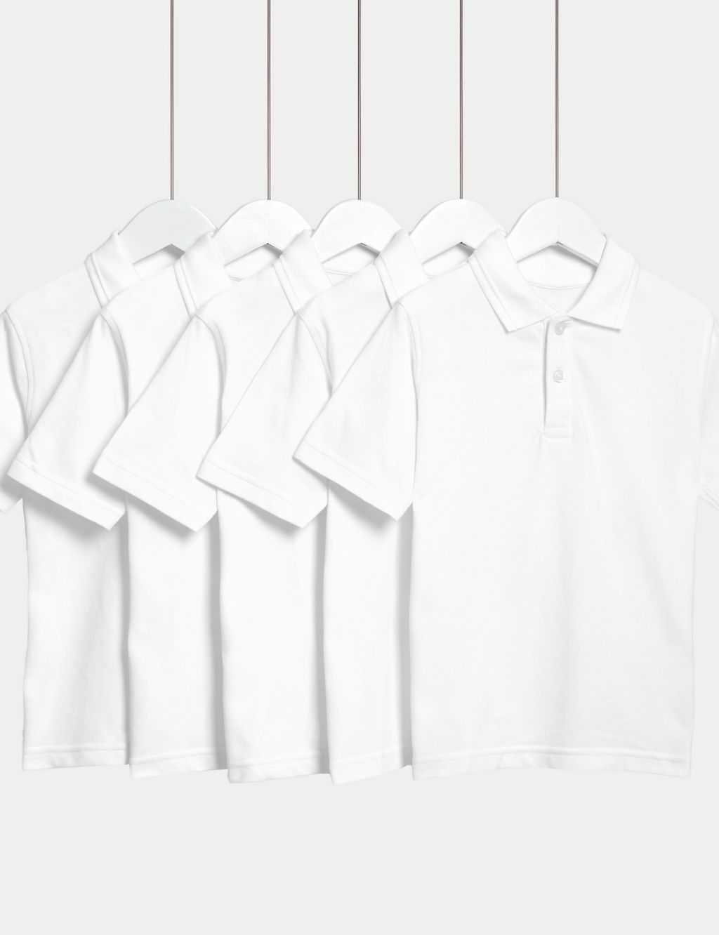 5pk Unisex Pure Cotton School Polo Shirts (2-18 Yrs) 1 of 4