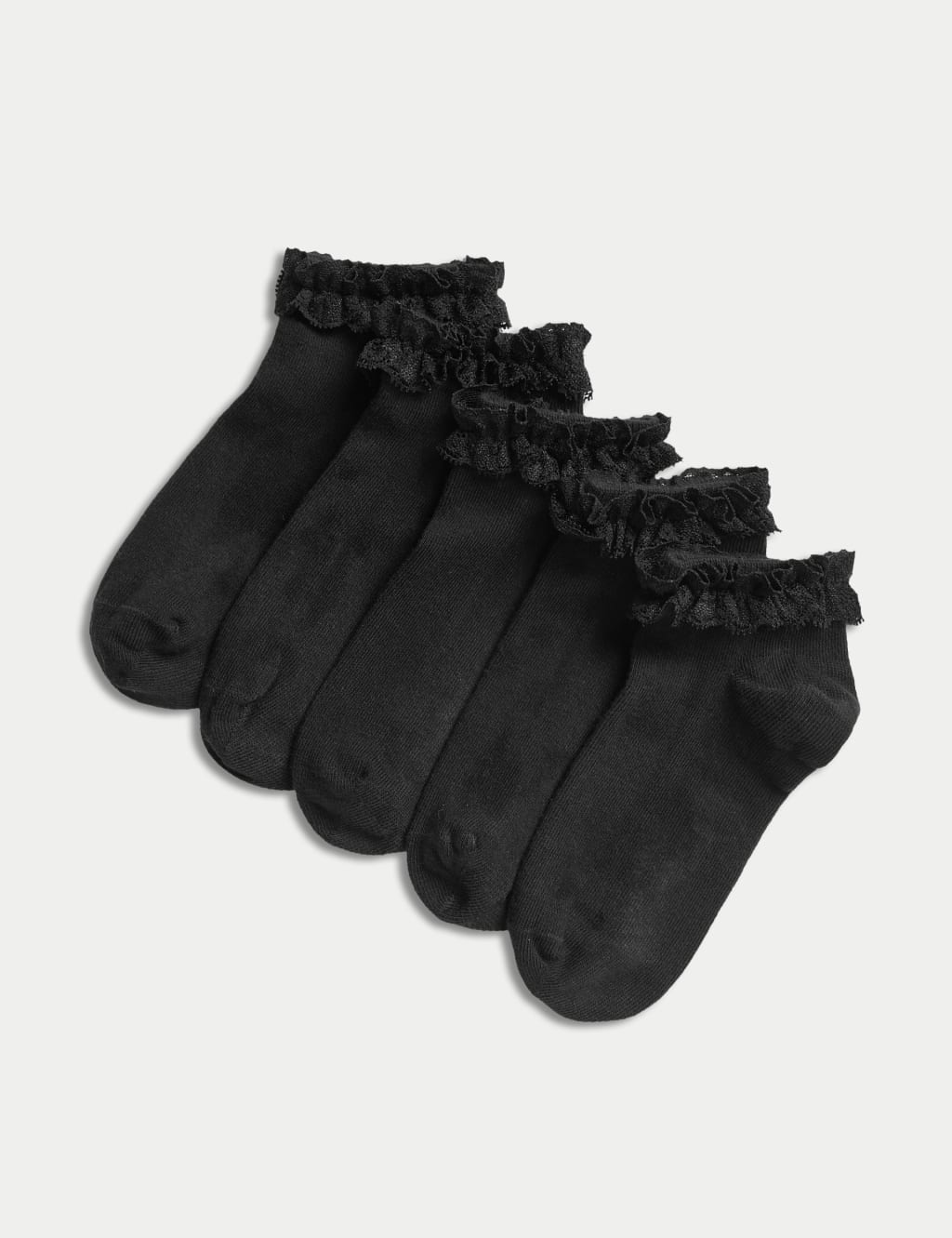 5 PACK Black Trainer Liner Socks