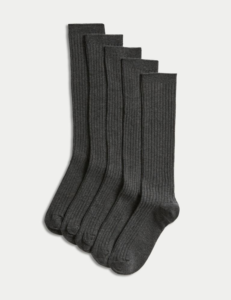 5pk of Long Ribbed School Socks 2 of 3