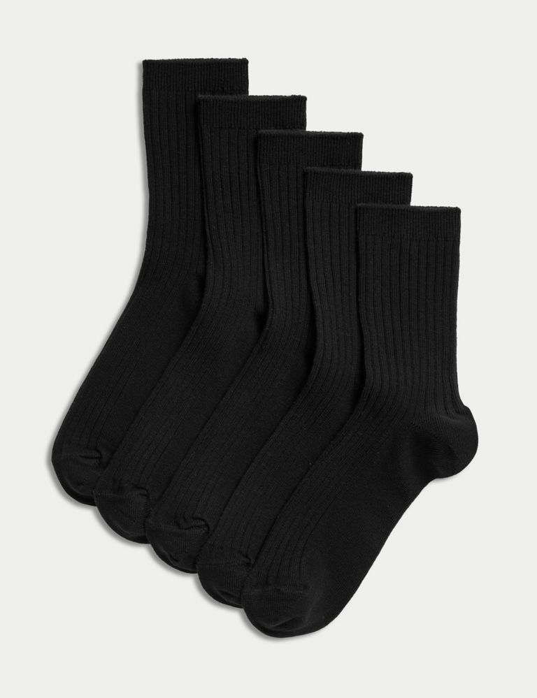 5pk of Ribbed School Socks 1 of 3