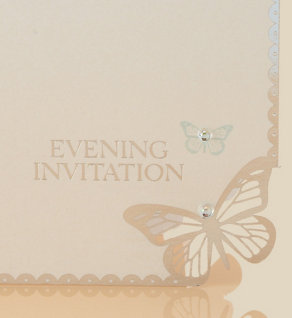 6 Aqua Butterfly Evening Invitations Image 2 of 4