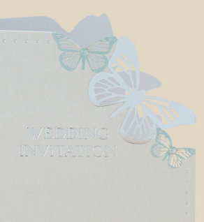 6 Aqua Butterfly Wedding Invitations Image 2 of 4