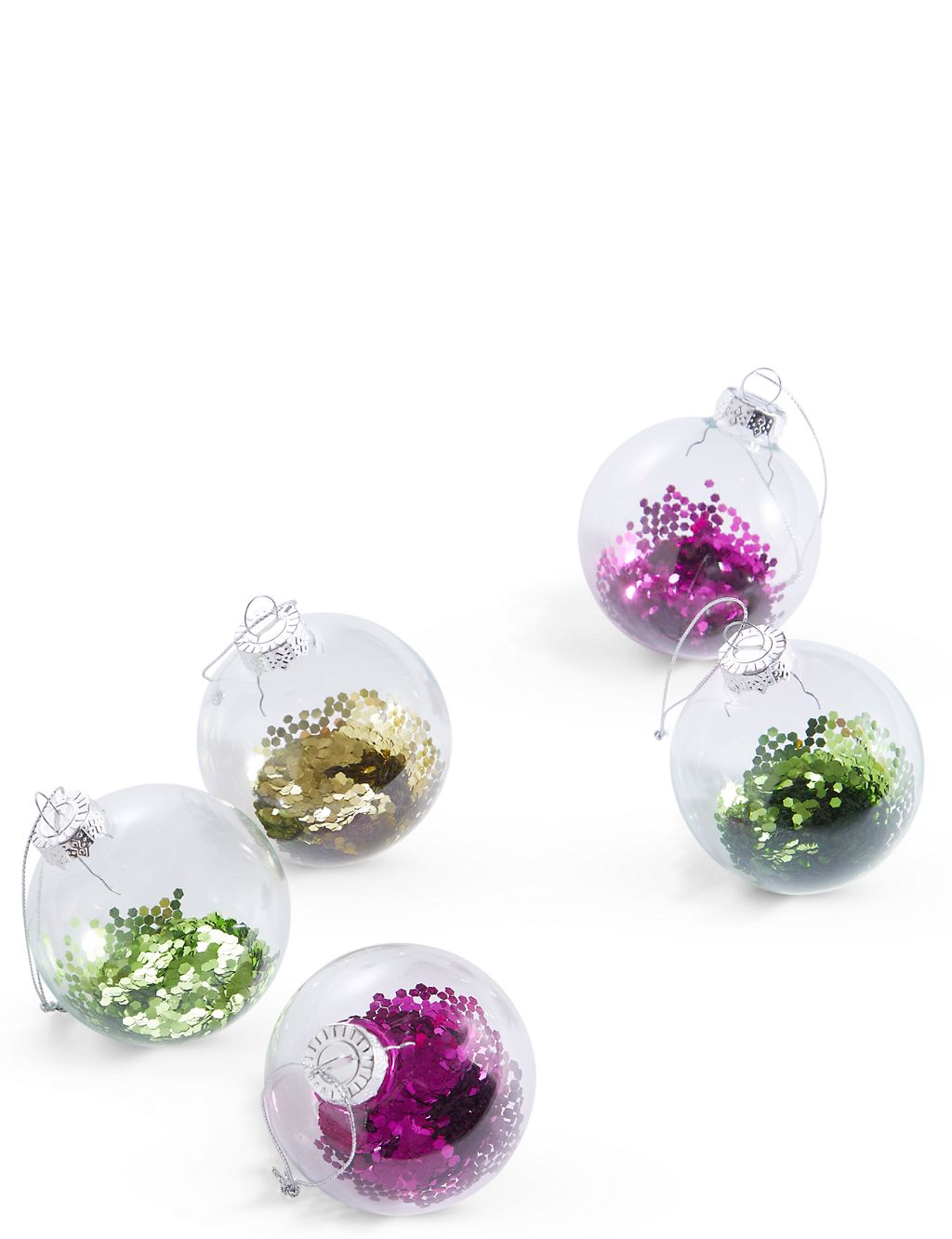 6 Pack Trapped Glitter Glass Baubles 1 of 7