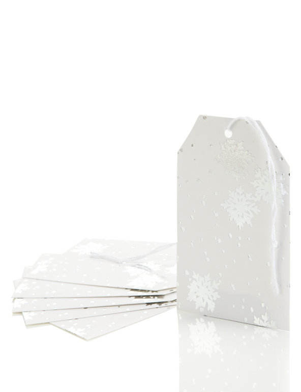 6 Silver Snowflake Christmas Gift Tags Image 1 of 1