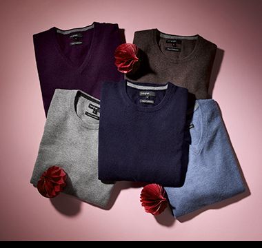 A selection of men’s cashmere jumpers
