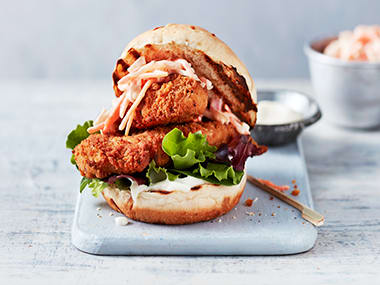 Southern-fried chicken tender burger