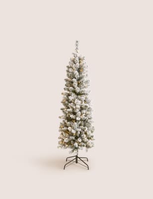 6Ft Lit Slim Snowy Christmas Tree | M&S