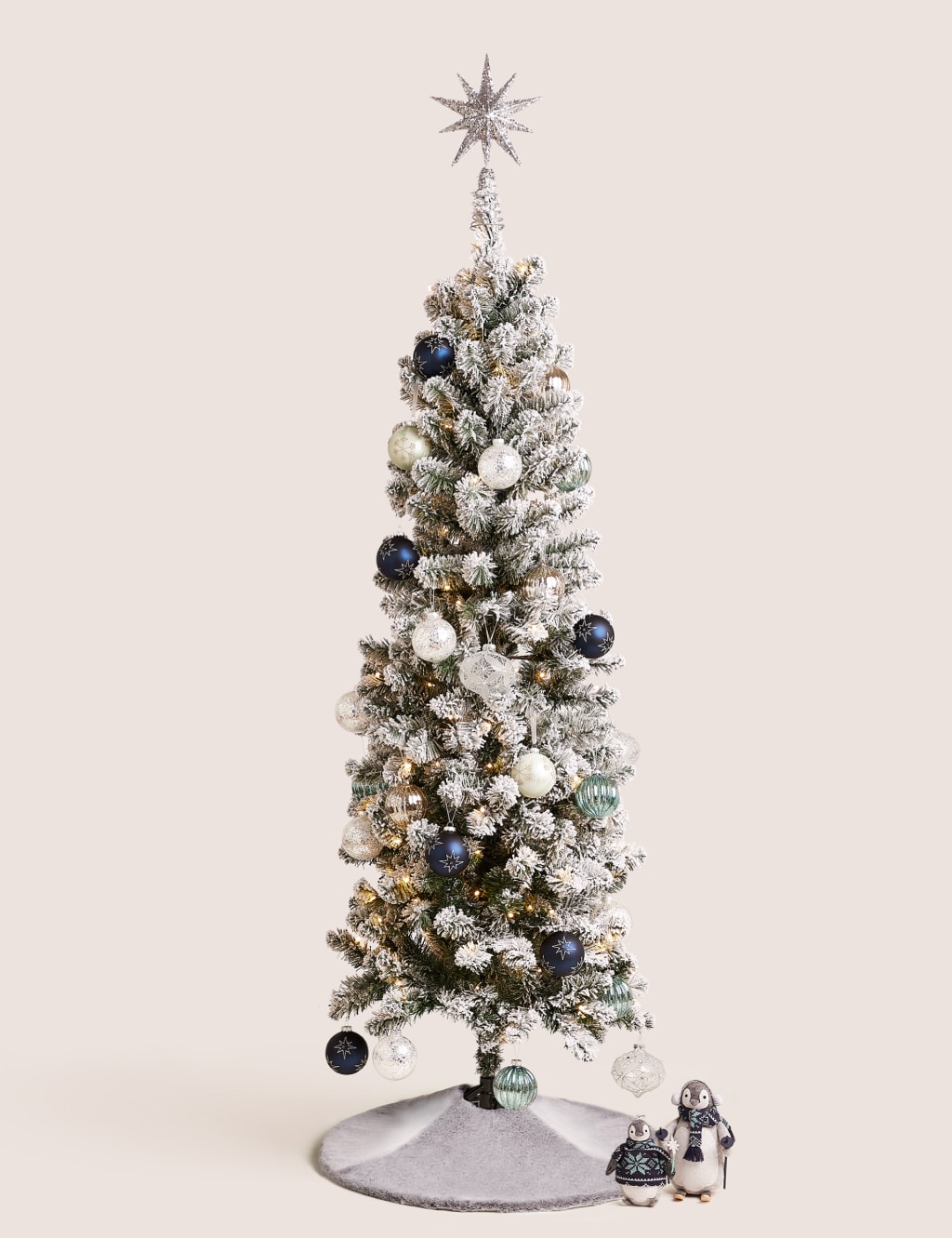 6ft Lit Slim Snowy Christmas Tree M&S