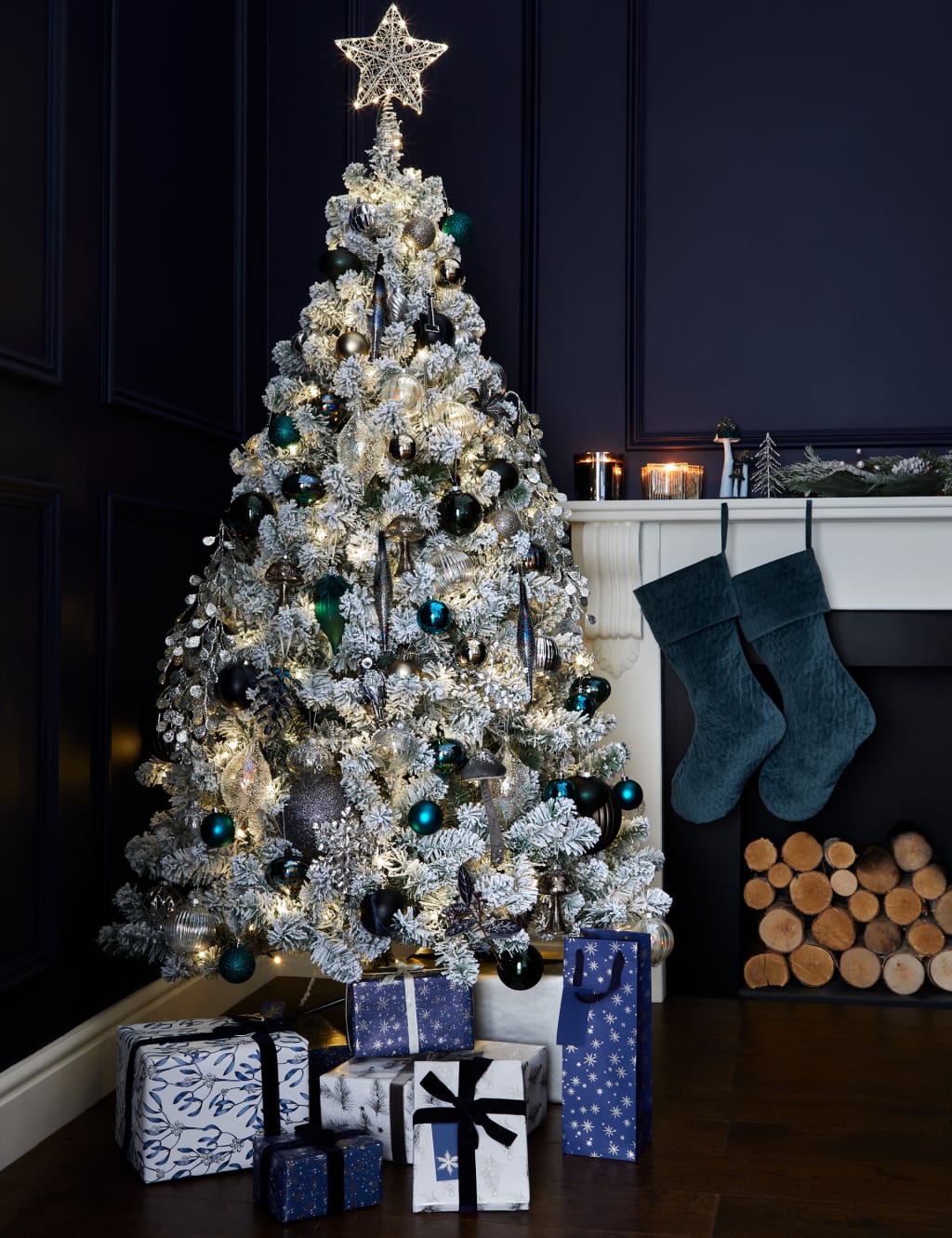 6ft PreLit Snowy Christmas Tree M&S Collection M&S