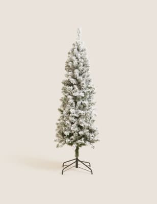 6ft Pre Lit Slim Snowy Christmas Tree M S
