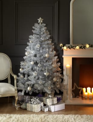 6ft Silver Tinsel Christmas Tree