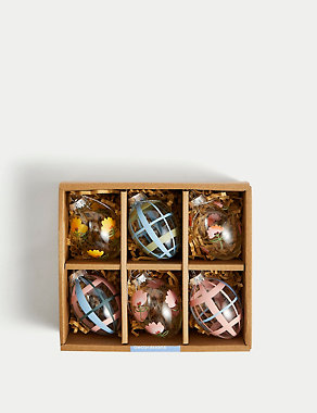 6pk Mini Glass Hanging Egg Decorations Image 2 of 4