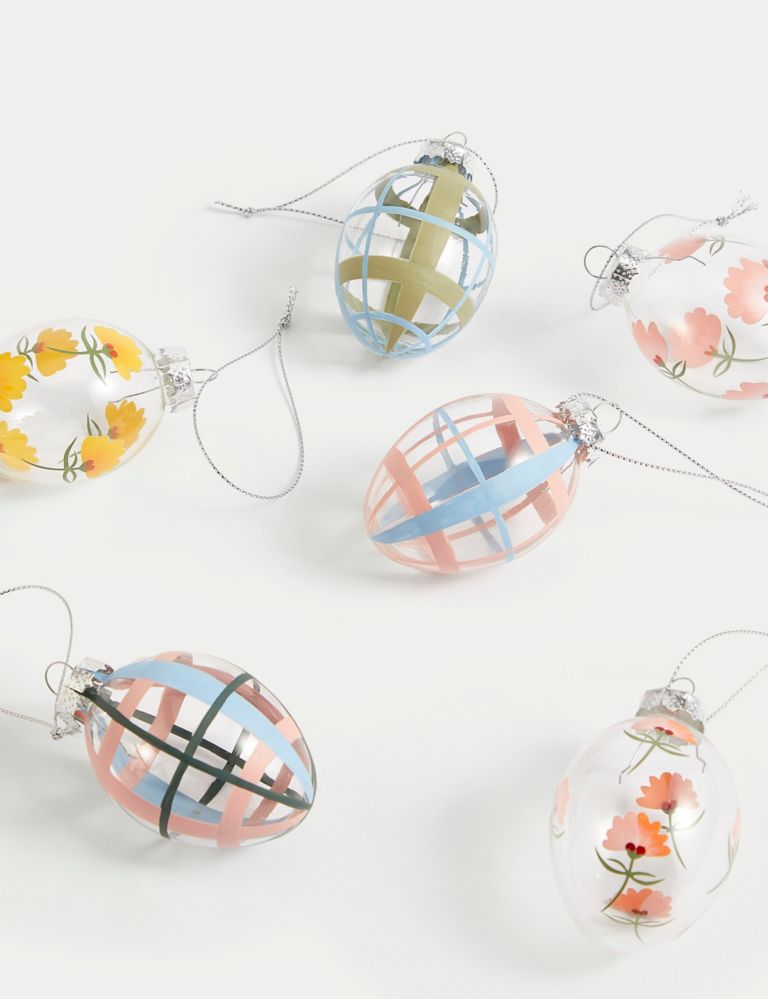 6pk Mini Glass Hanging Egg Decorations 1 of 4