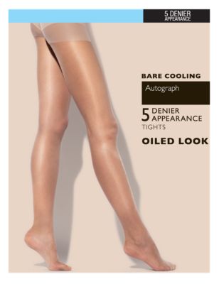 7 Denier Bare Cooling Sheer Oiled Tights Image 2 of 3