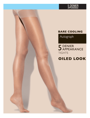 7 Denier Bare Cooling Sheer Oiled Tights Image 2 of 3