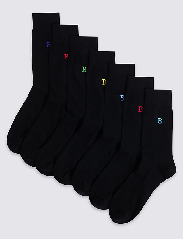 7 Pack Alphabet B Freshfeet™ Socks Image 1 of 2