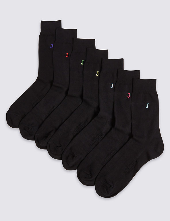 7 Pack Alphabet J Freshfeet™ Socks Image 1 of 1