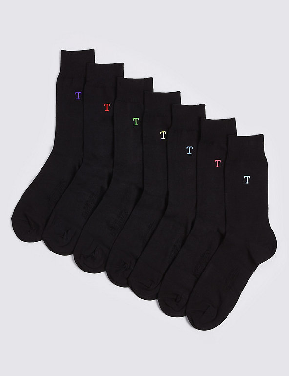 7 Pack Alphabet T Freshfeet™ Socks Image 1 of 1
