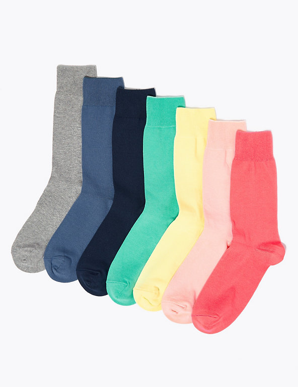 7 Pack Cool & Fresh™ Cotton Assorted Socks Image 1 of 2