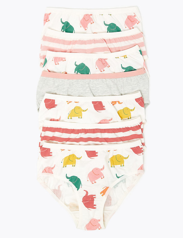 7 Pack Cotton Rich Elephant Knickers (2-16 Yrs) Image 1 of 2