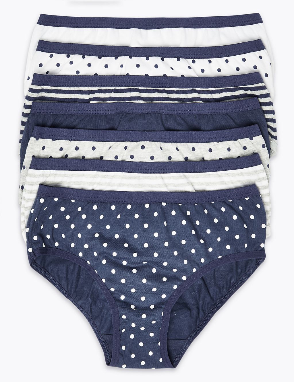 7 Pack Cotton Spotted & Striped Briefs (18 Mths - 12 Yrs) 1 of 2