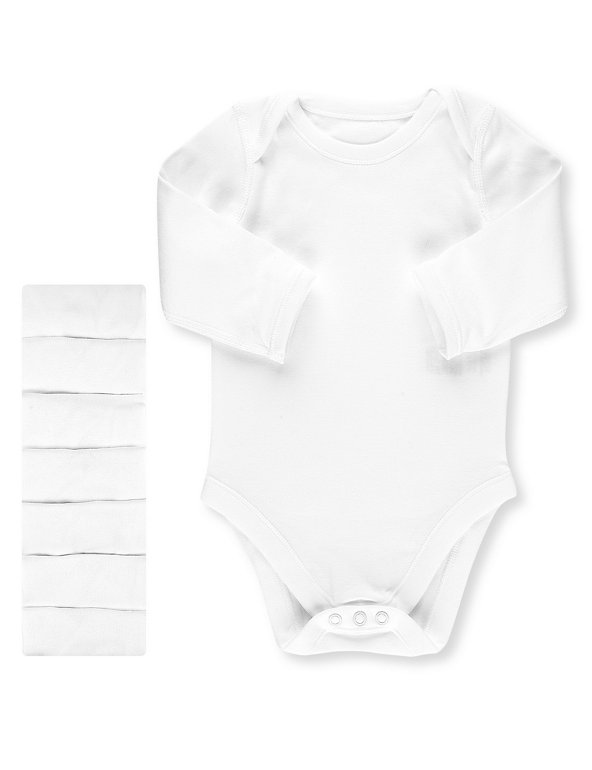 7 Pack Pure Cotton Long Sleeve Bodysuits | M&S