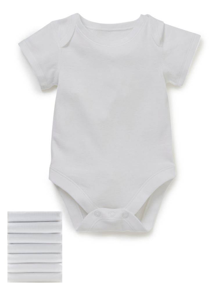 7 Pack Pure Cotton Short Sleeve Bodysuit 1 of 2