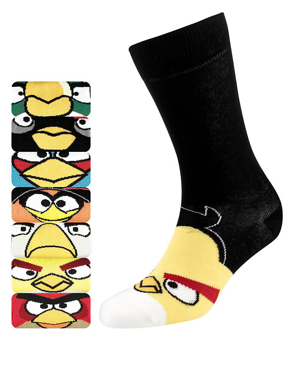 7 Pairs of Cotton Rich Assorted Angry Birds™ Socks Image 1 of 1