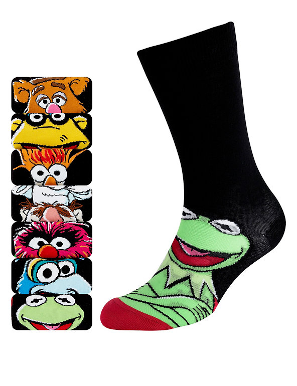 7 Pairs of Cotton Rich Assorted Muppets Socks Image 1 of 1