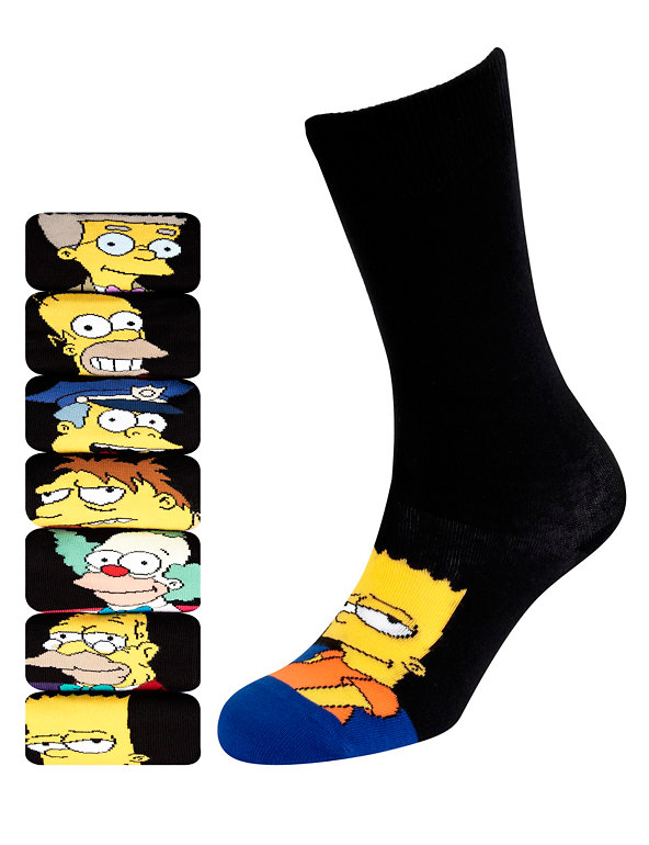7 Pairs of Cotton Rich Assorted The Simpsons Socks Image 1 of 1