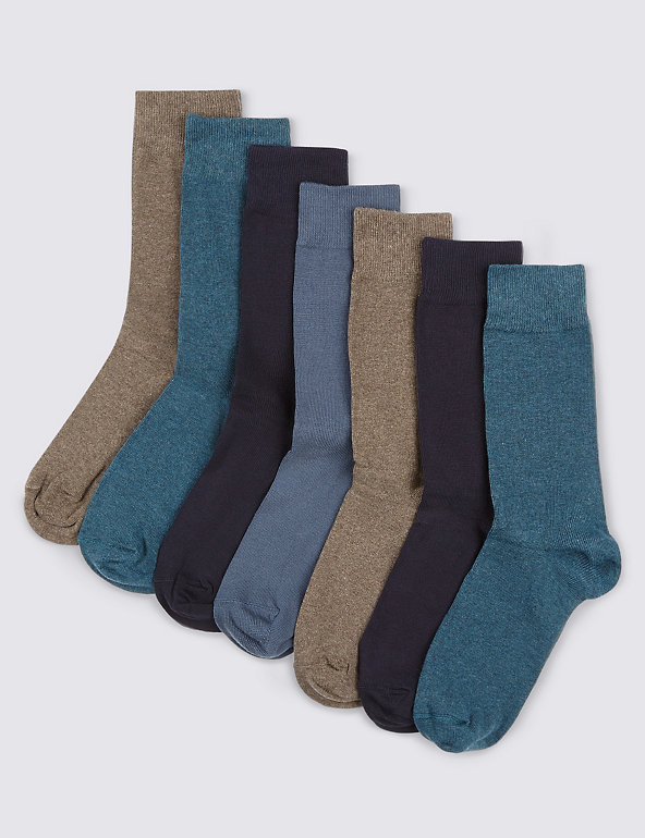 7 Pairs of Cotton Rich Freshfeet™ Assorted Stay Soft Socks with Silver Technology Image 1 of 1