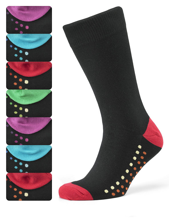 7 Pairs of Cotton Rich Freshfeet™ Spotted Sole Socks with Silver Technology Image 1 of 1