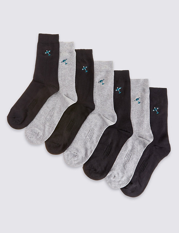7 Pairs of Cotton Rich Spiitfire Socks Image 1 of 2