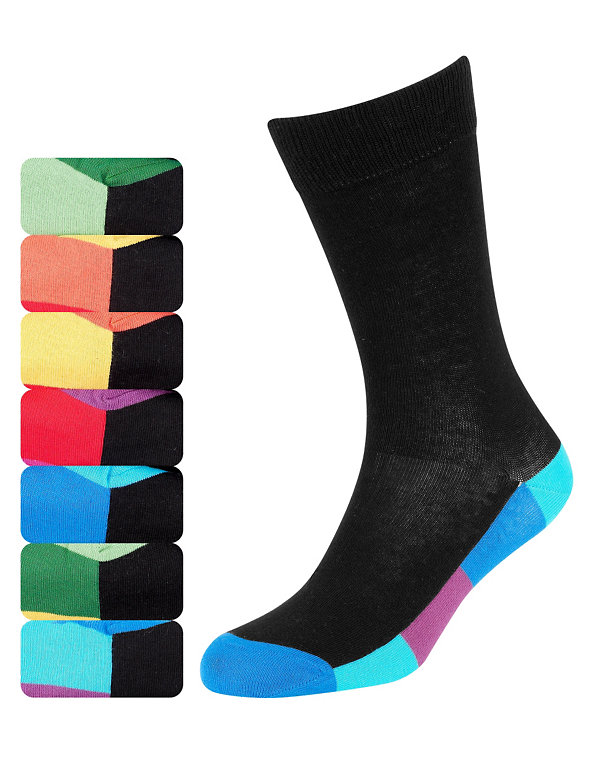 7 Pairs of Freshfeet™ Cotton Rich Bright Sole Socks with Silver Technology Image 1 of 1