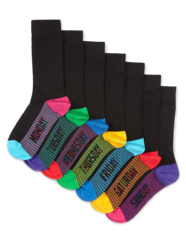 7 Pairs of Freshfeet™ Cotton Rich Days of the Week Socks with Silver Technology Image 1 of 1