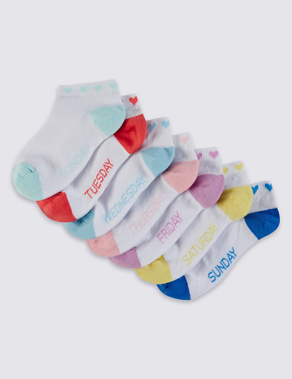 7 Pairs of Freshfeet™ Cotton Rich Days of the Week Trainer Liner™ Socks  (5-14 Years) Image 1 of 1