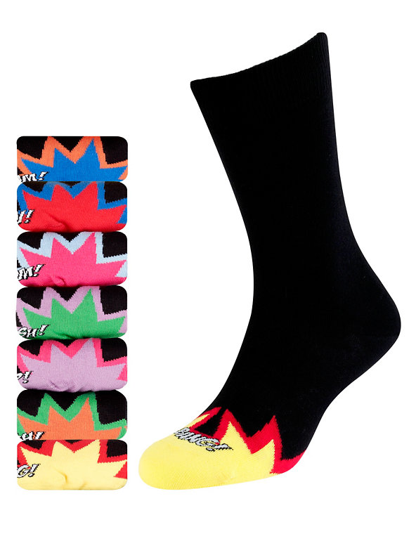 7 Pairs of Freshfeet™ Cotton Rich Explosion Print Socks with Silver Technology Image 1 of 1