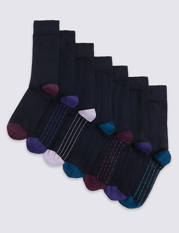 7 Pairs of Freshfeet™ Cotton Rich Socks Image 1 of 2