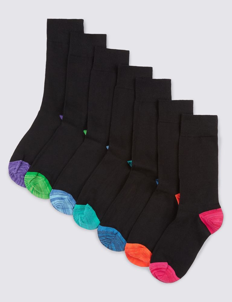 7 Pairs of Freshfeet™ Cotton Rich Space-Dye Heel & Toe Socks 1 of 1