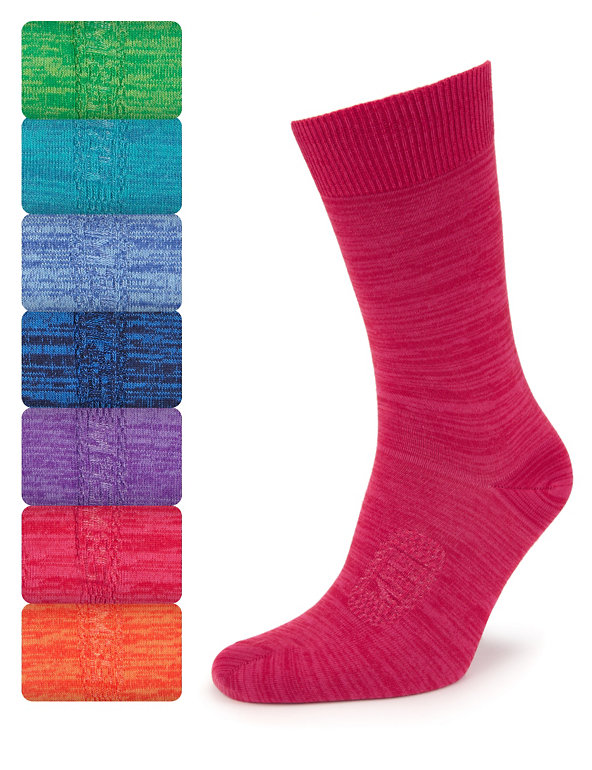 7 Pairs of Freshfeet™ Cotton Rich Space-Dye Socks Image 1 of 1