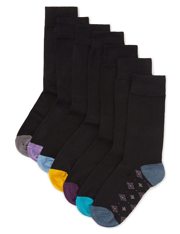 7 Pairs of Freshfeet™ Cotton Rich Stay Soft Assorted Socks with Silver Technology Image 1 of 1