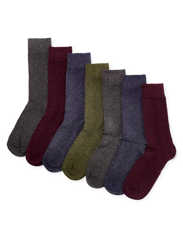 7 Pairs of Freshfeet™ Cotton Rich Stay Soft Socks with Silver Technology Image 1 of 1