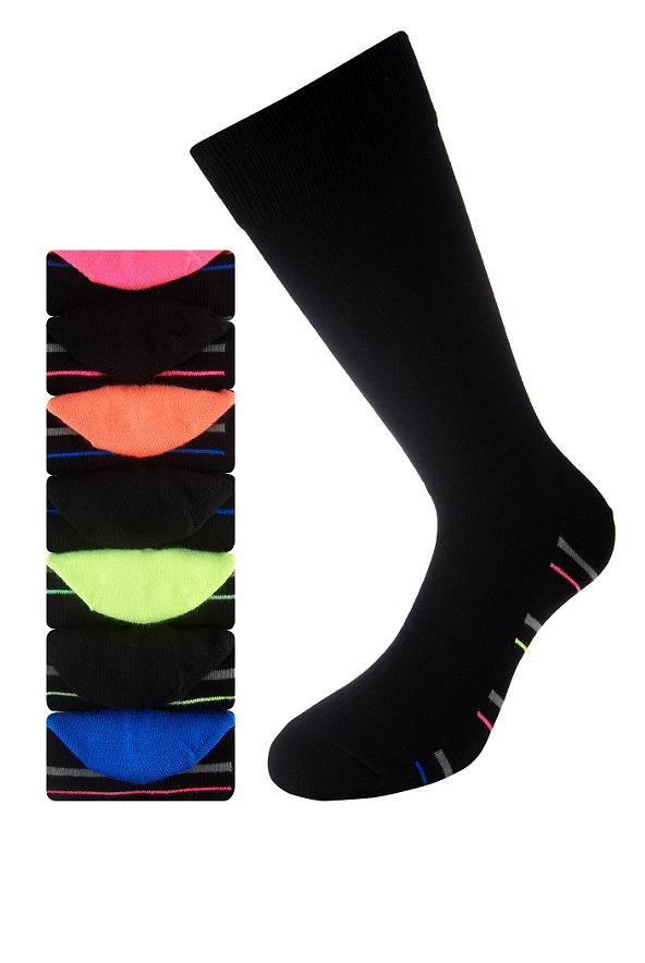7 Pairs of Freshfeet™ Cotton Rich Striped Sole Socks with Silver Technology Image 1 of 1